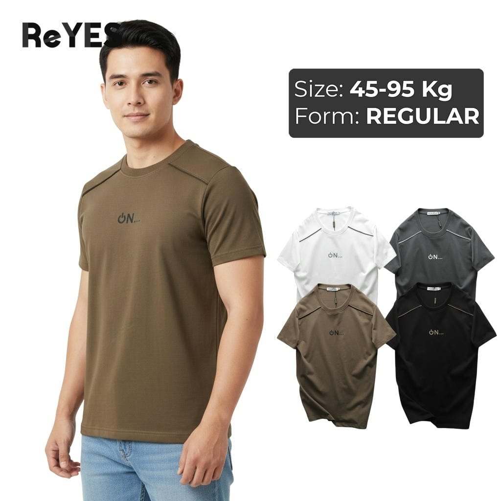 Áo thun nam cổ tròn ReYES RTX019 vải cotton 100% form regular basic thoáng mát, áo phông nam trơn in logo đơn giản đẹp