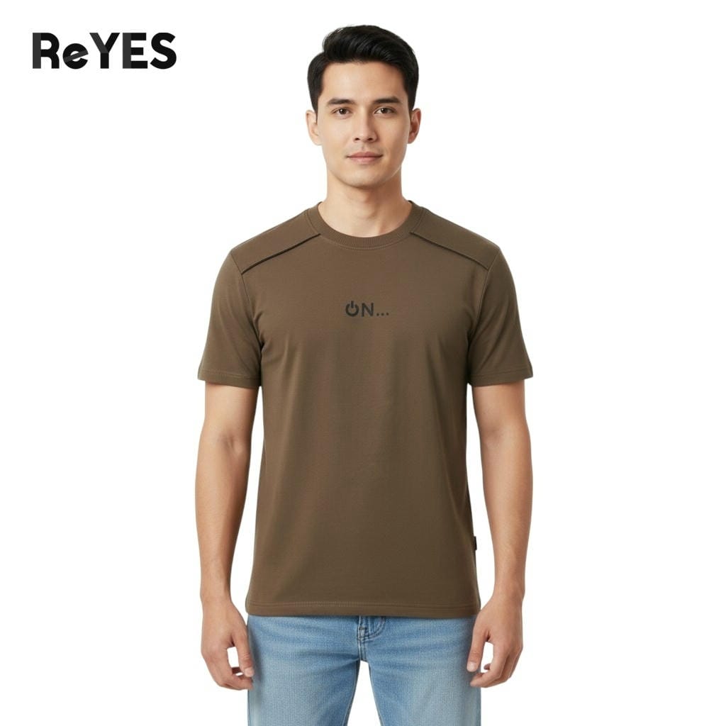 Áo thun nam cổ tròn ReYES RTX019 vải cotton 100% form regular basic thoáng mát, áo phông nam trơn in logo đơn giản đẹp - Ảnh 5