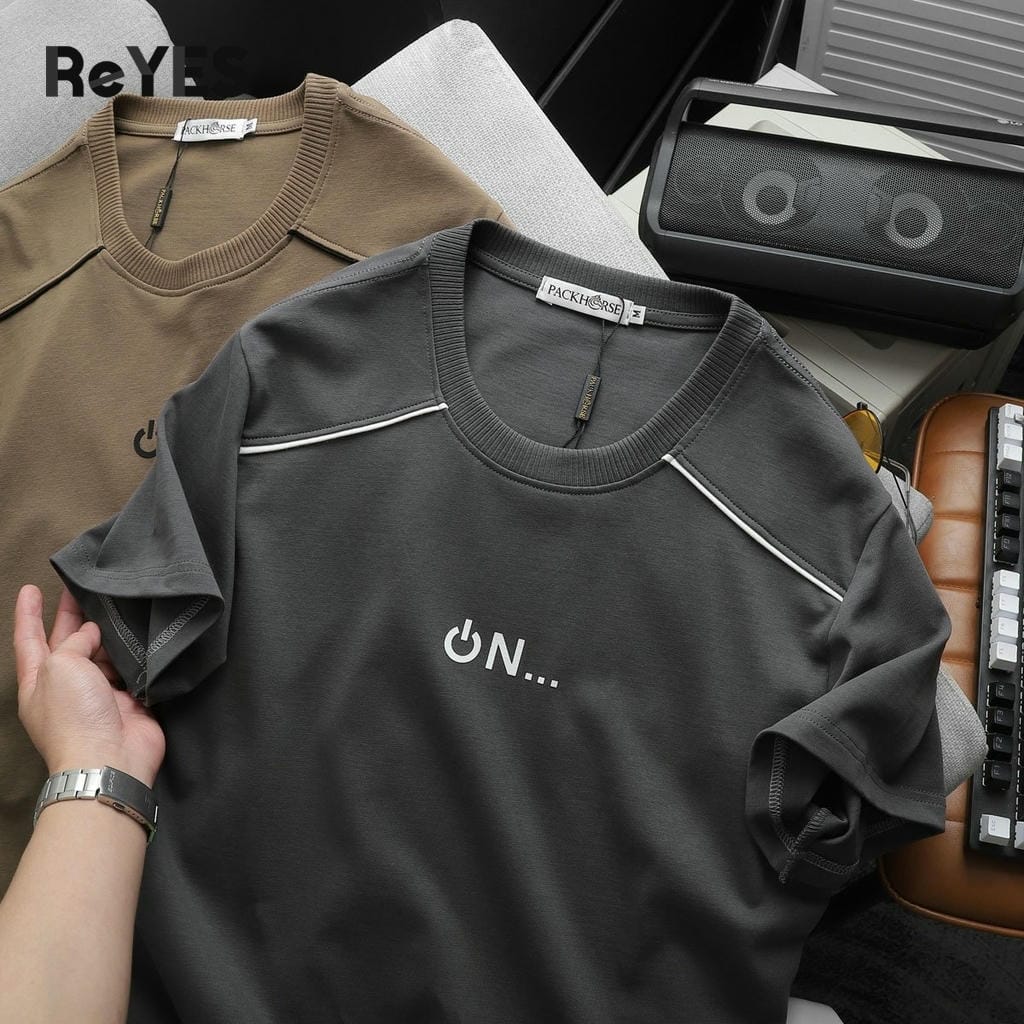 Áo thun nam cổ tròn ReYES RTX019 vải cotton 100% form regular basic thoáng mát, áo phông nam trơn in logo đơn giản đẹp - Ảnh 7