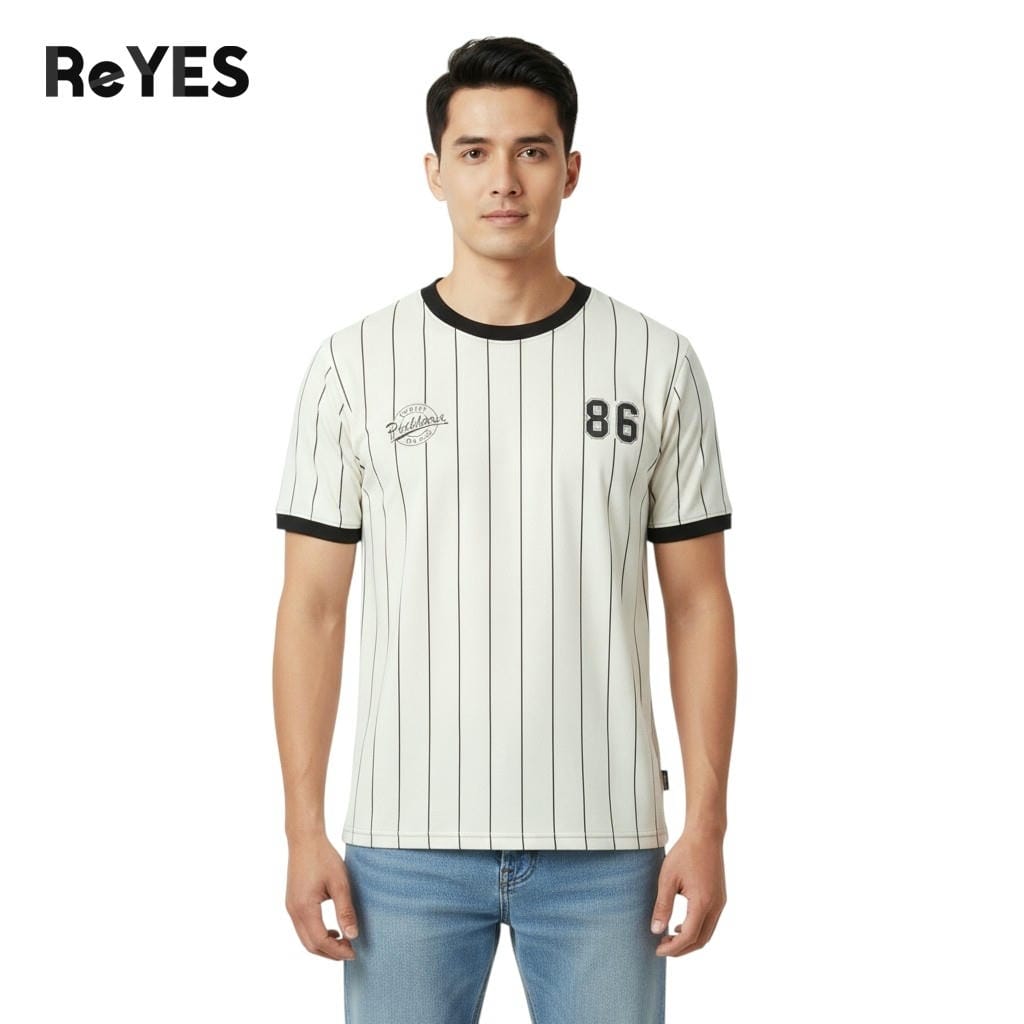 Áo thun nam cổ tròn ReYES RTX020 kẻ sọc vải Cotton CPAU cao cấp form regular hack dáng, có size lớn, big size - Ảnh 4