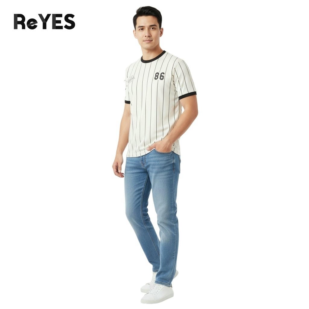 Áo thun nam cổ tròn ReYES RTX020 kẻ sọc vải Cotton CPAU cao cấp form regular hack dáng, có size lớn, big size - Ảnh 5