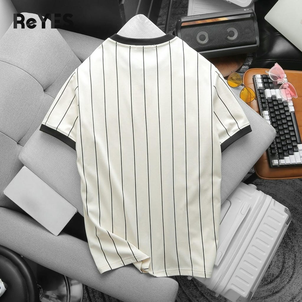 Áo thun nam cổ tròn ReYES RTX020 kẻ sọc vải Cotton CPAU cao cấp form regular hack dáng, có size lớn, big size - Ảnh 7