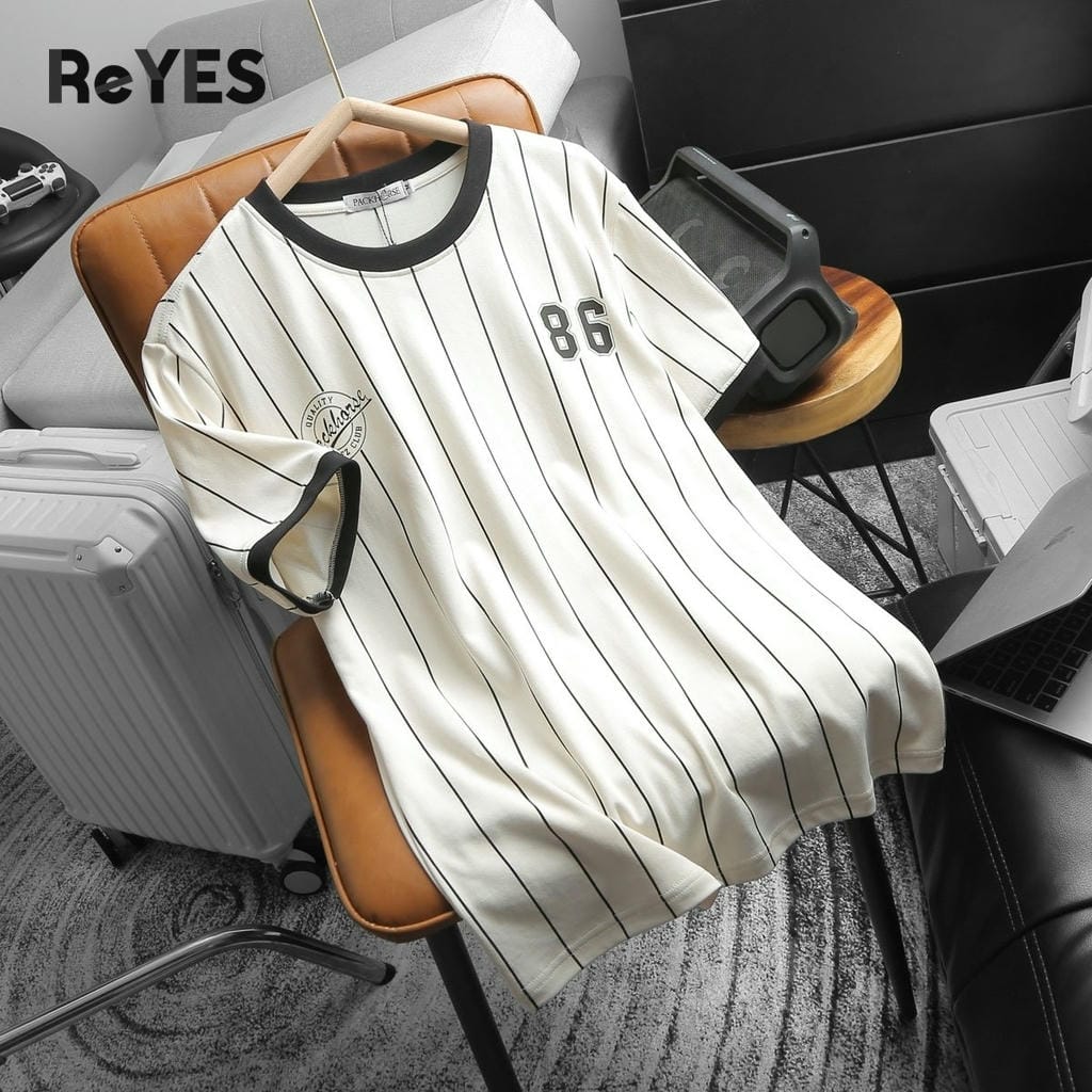 Áo thun nam cổ tròn ReYES RTX020 kẻ sọc vải Cotton CPAU cao cấp form regular hack dáng, có size lớn, big size - Ảnh 9