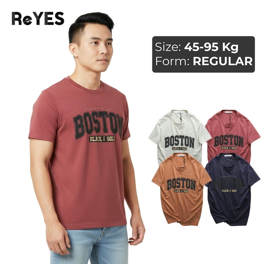 Áo thun nam cổ tròn ReYES RTX024 chất cotton muối 100% form regular thấm hút mồ hôi, màu xanh, nâu, hồng, trắng