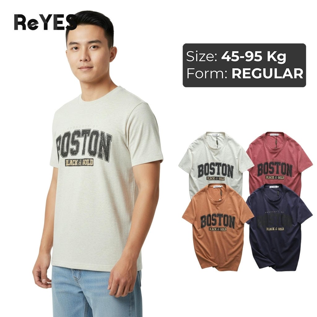 Áo thun nam cổ tròn ReYES RTX024 chất cotton muối 100% form regular thoáng mát đủ size 95kg, màu xanh, nâu, hồng, trắng