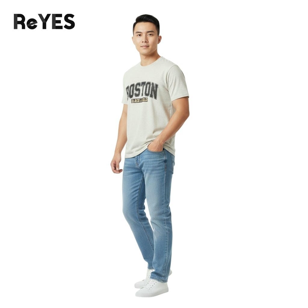 Alternative view of Áo thun nam cổ tròn ReYES RTX024 chất cotton muối 100% form regular thoáng mát đủ size 95kg, màu xanh, nâu, hồng, trắng