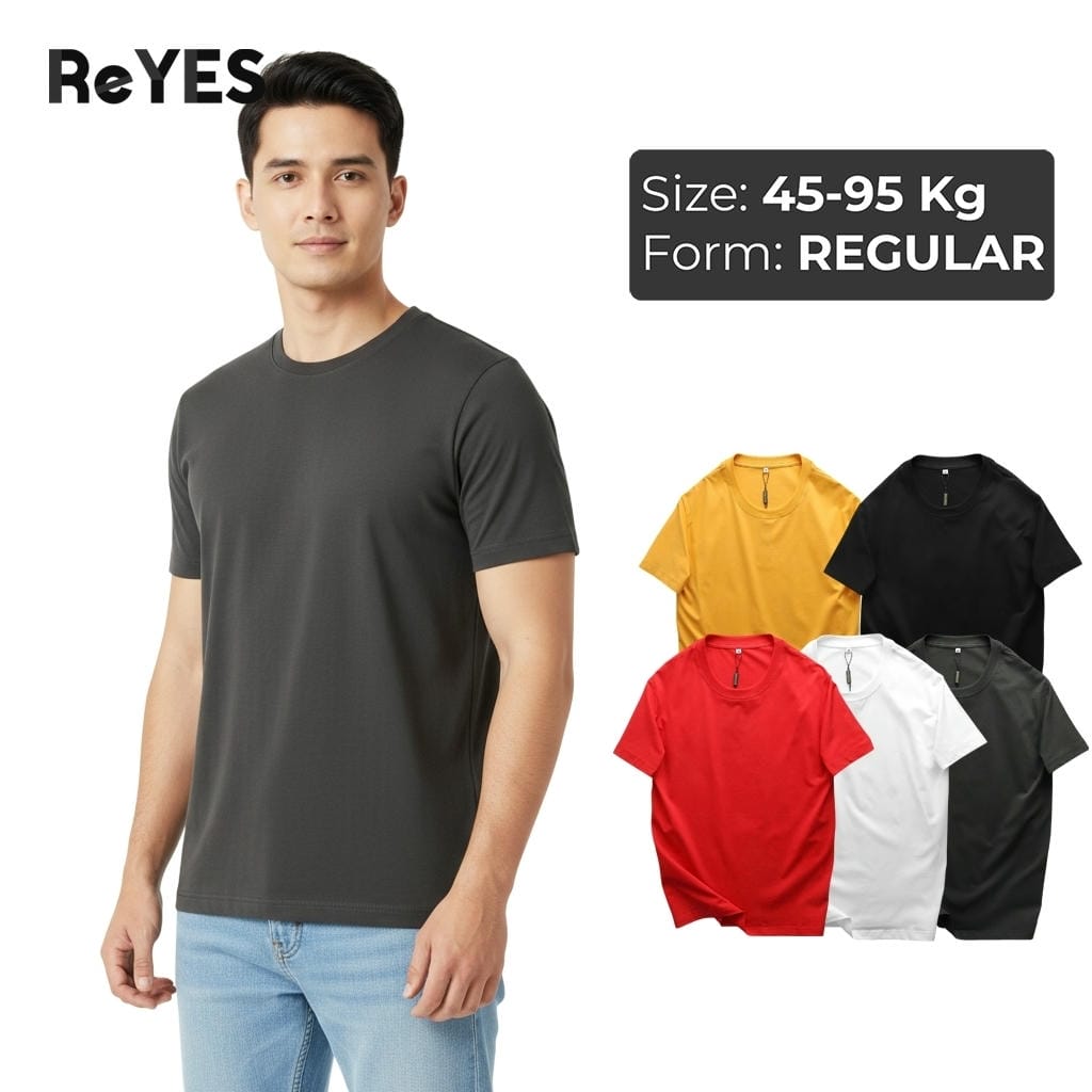 Áo thun nam cổ tròn trơn ReYES RTX021 chất cotton lụa co giãn 4 chiều form regular thấm hút mồ hôi không bai nhão