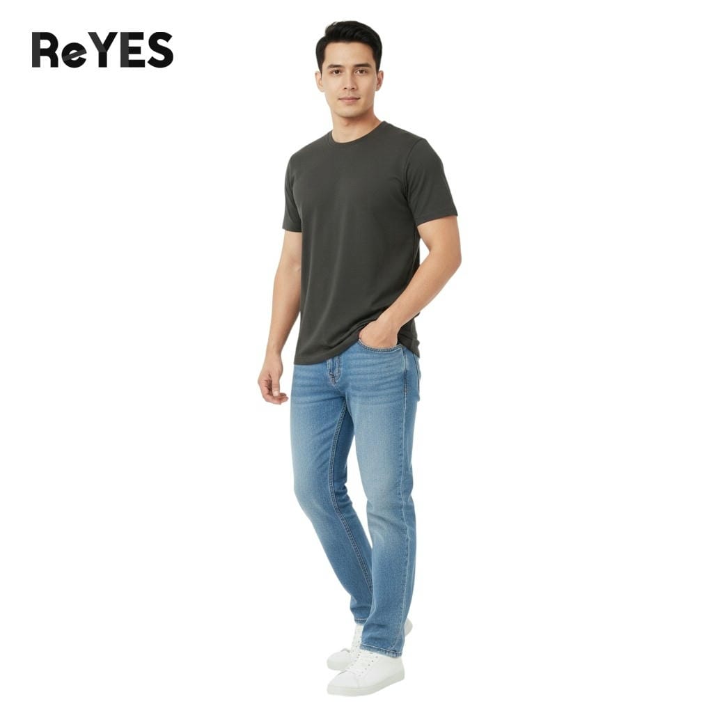 Áo thun nam cổ tròn trơn ReYES RTX021 chất cotton lụa co giãn 4 chiều form regular thấm hút mồ hôi không bai nhão - Ảnh 3