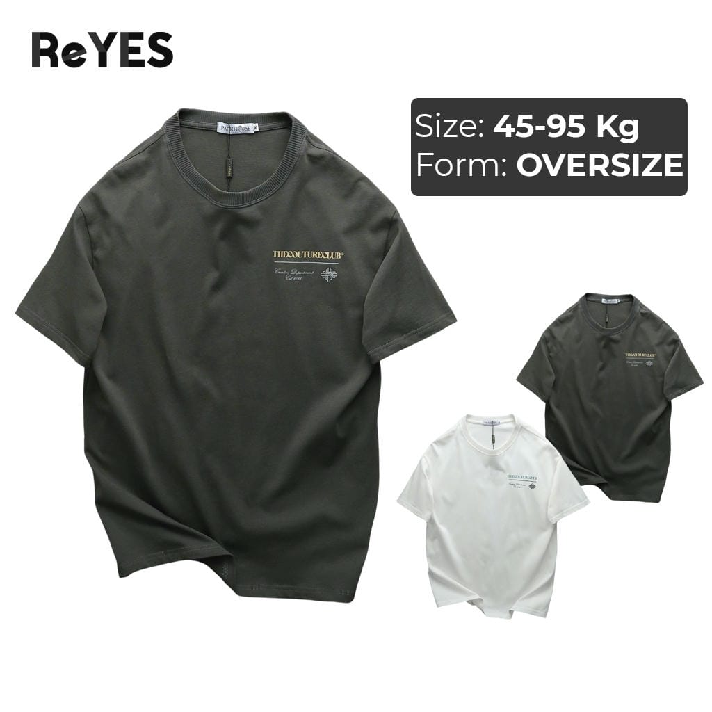 Áo thun nam nữ form rộng Oversize ReYES ROT003 cotton khô 100% in lưng, mặc đôi đi chơi, màu trắng, xám