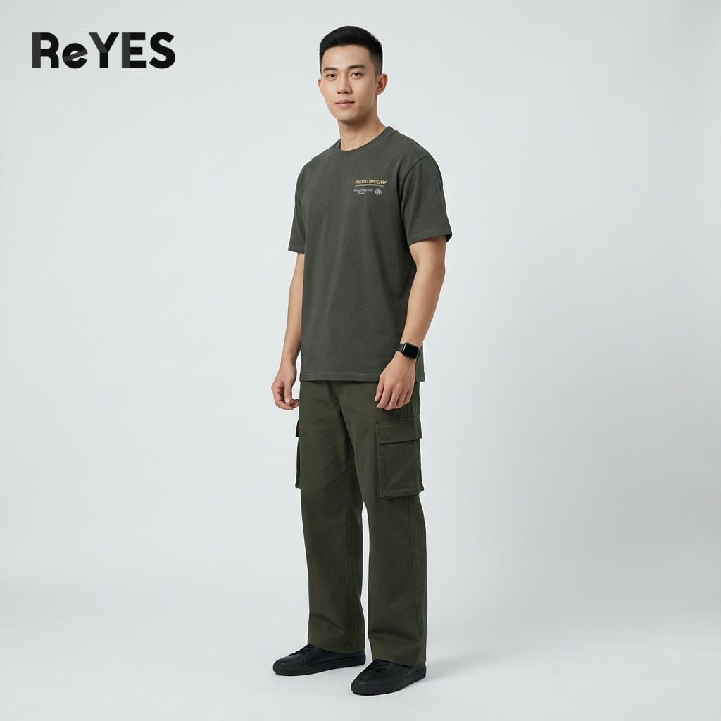 Áo thun nam nữ form rộng Oversize ReYES ROT003 cotton khô 100% in lưng, mặc đôi đi chơi, màu trắng, xám - Ảnh 3