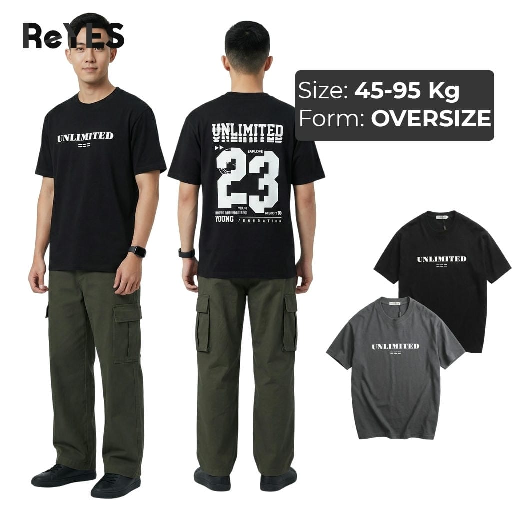 Áo thun nam nữ unisex form rộng ReYES ROT011 chất cotton mát mịn - Áo phông unisex in hình số 23 streetwear mặc đôi nhóm