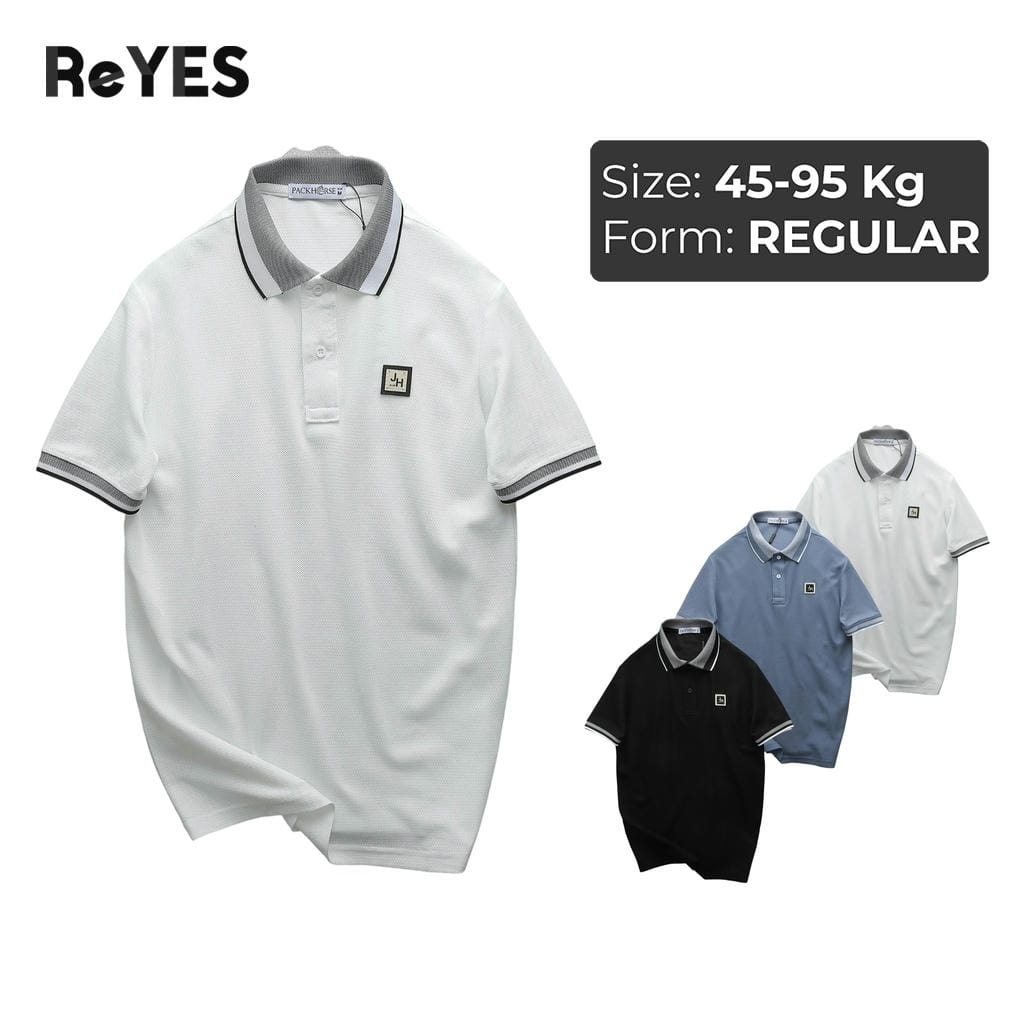 Áo thun nam polo có cổ ReYES RSP003 chất cá sấu lục giác mát, áo polo nam basic đi chơi đi làm, màu trắng, đen, xanh