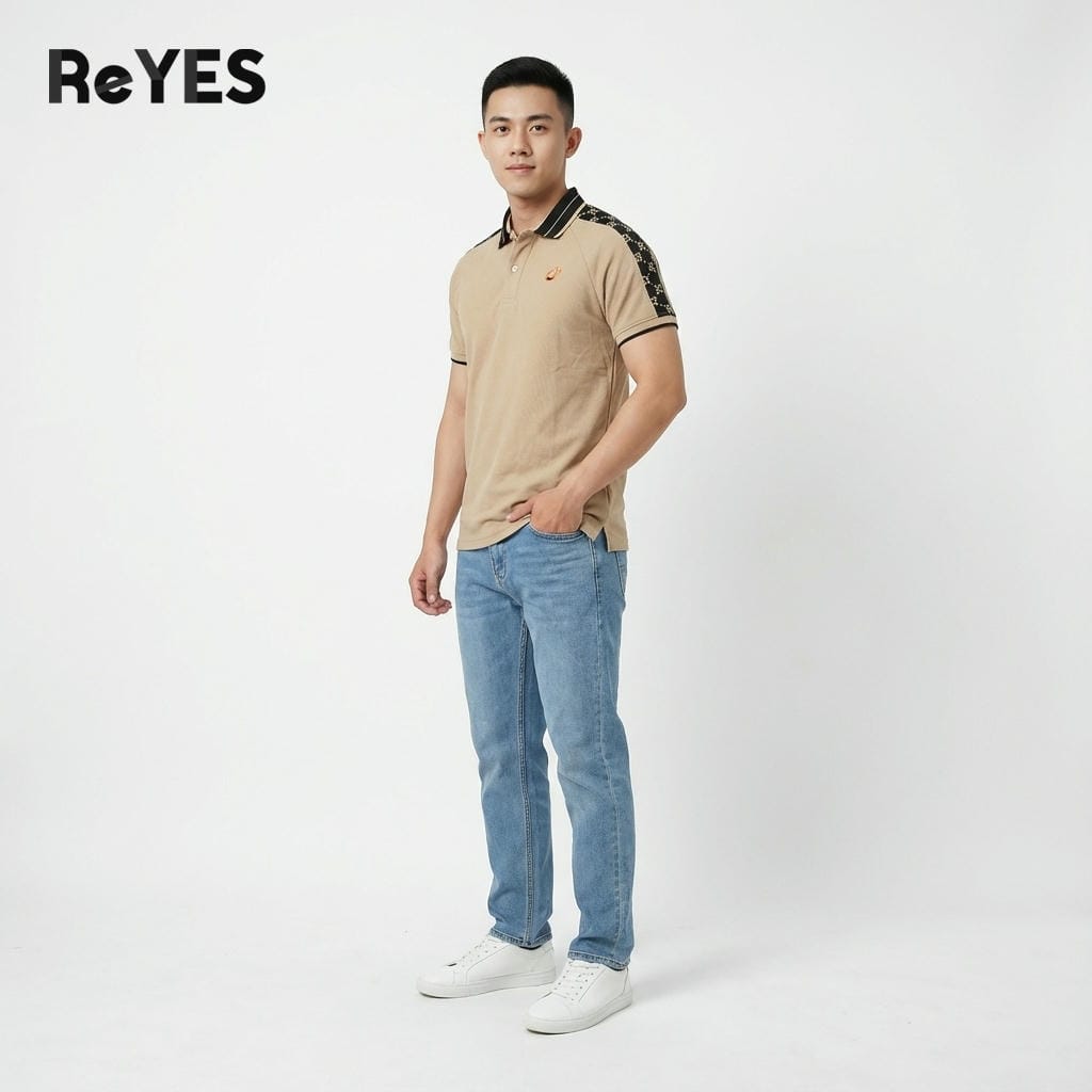 Alternative view of Áo thun nam polo có cổ ReYES RSP049 vải cá sấu vảy cá mát lạnh phong cách lịch lãm, có big size