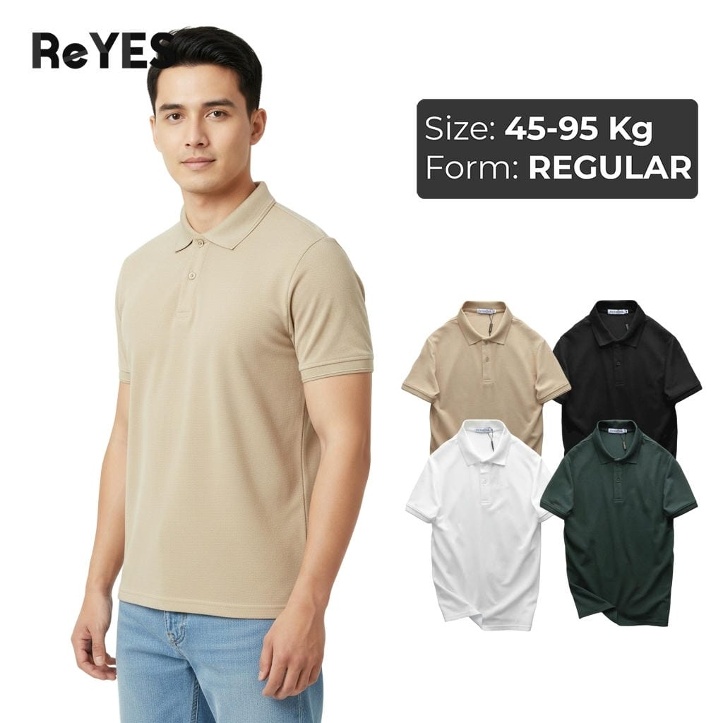 Áo thun nam polo có cổ tay ngắn màu basic trơn nhã nhặn vải mềm mát thấm hút tốt size đến 95kg ReYES RSP038