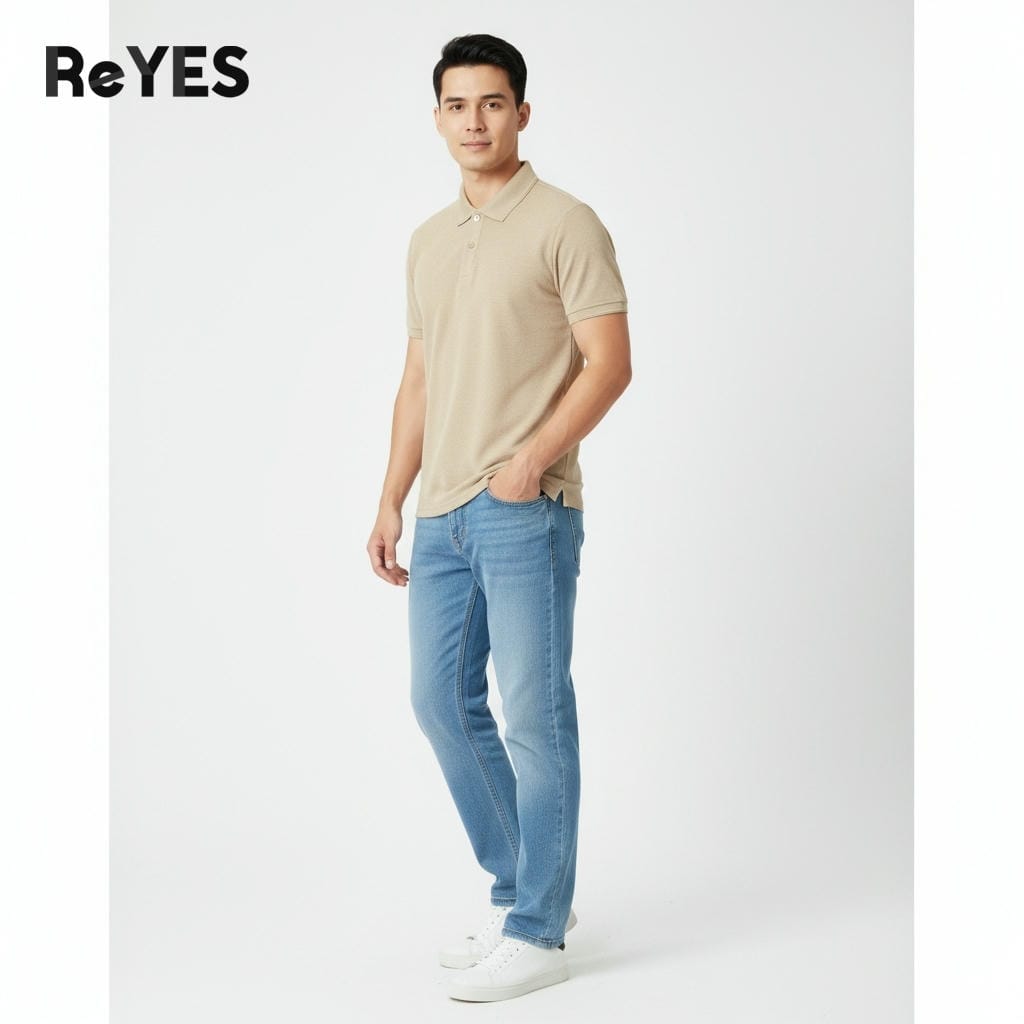 Alternative view of Áo thun nam polo có cổ tay ngắn màu basic trơn nhã nhặn vải mềm mát thấm hút tốt size đến 95kg ReYES RSP038