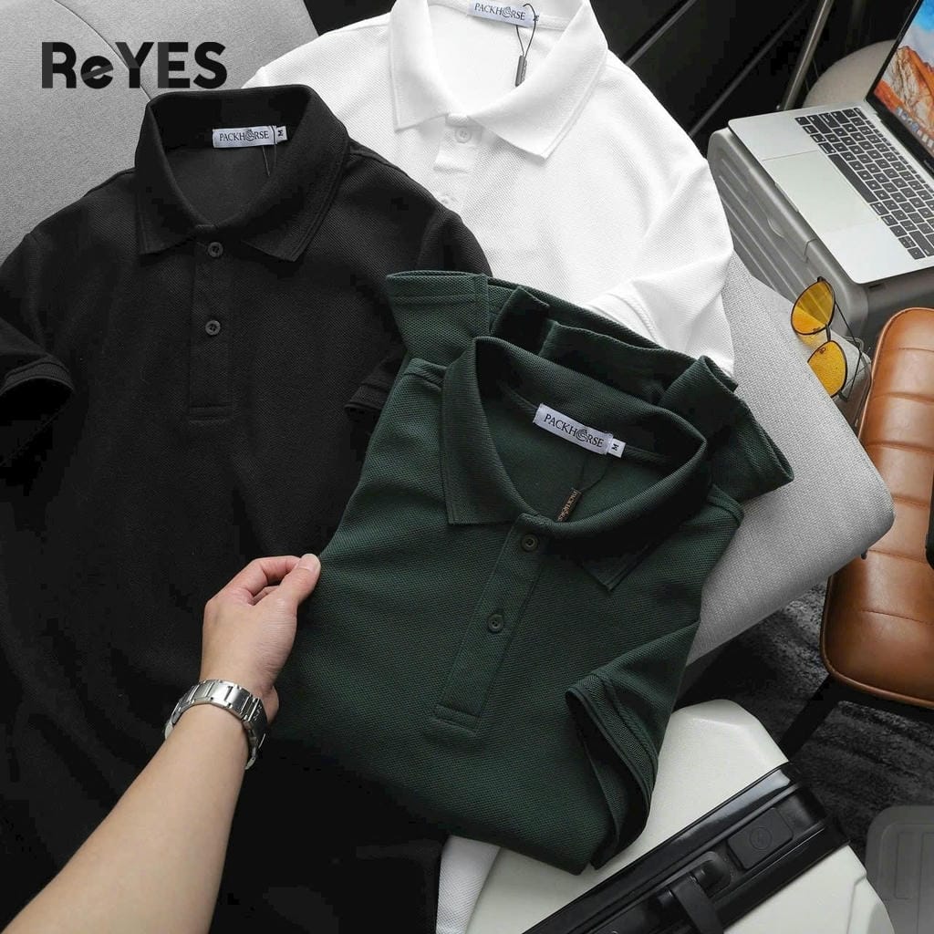 Áo thun nam polo có cổ tay ngắn màu basic trơn nhã nhặn vải mềm mát thấm hút tốt size đến 95kg ReYES RSP038 - Ảnh 4