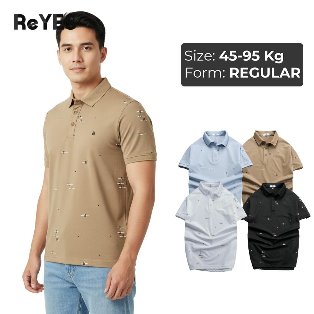 Áo thun nam polo có cổ tay ngắn ReYES RSP083 chất cá sấu lạnh mát mịn chống nhăn thiết kế lịch sự