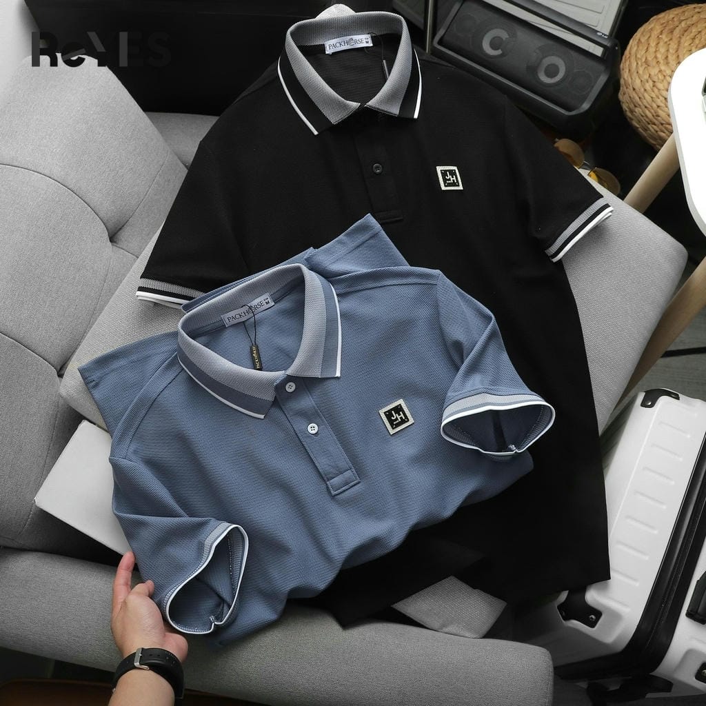 Áo thun nam polo tay ngắn cá sấu lục giác, cổ bẻ phối bo, phong cách công sở ReYES RSP003, màu trắng, đen, xanh - Ảnh 5