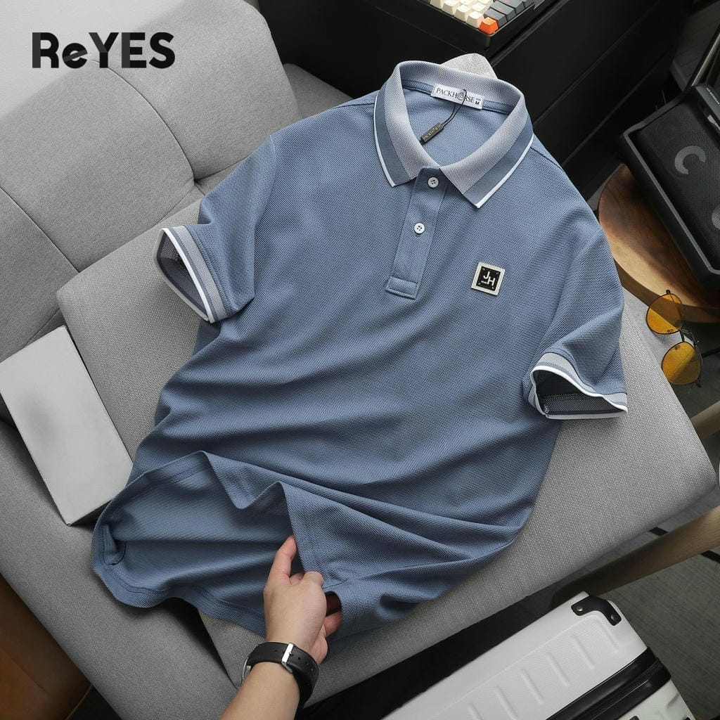 Áo thun nam polo tay ngắn cá sấu lục giác, cổ bẻ phối bo, phong cách công sở ReYES RSP003, màu trắng, đen, xanh - Ảnh 6