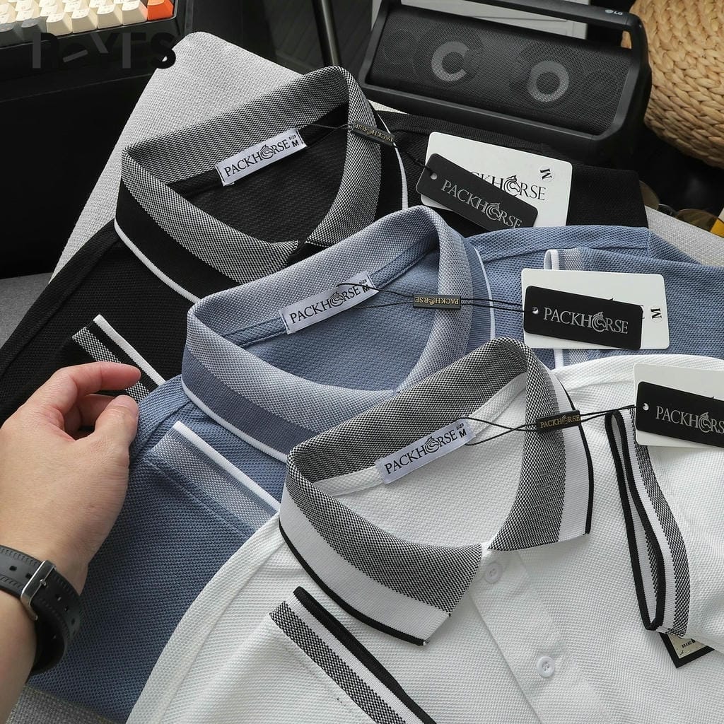 Áo thun nam polo tay ngắn cá sấu lục giác, cổ bẻ phối bo, phong cách công sở ReYES RSP003, màu trắng, đen, xanh - Ảnh 7