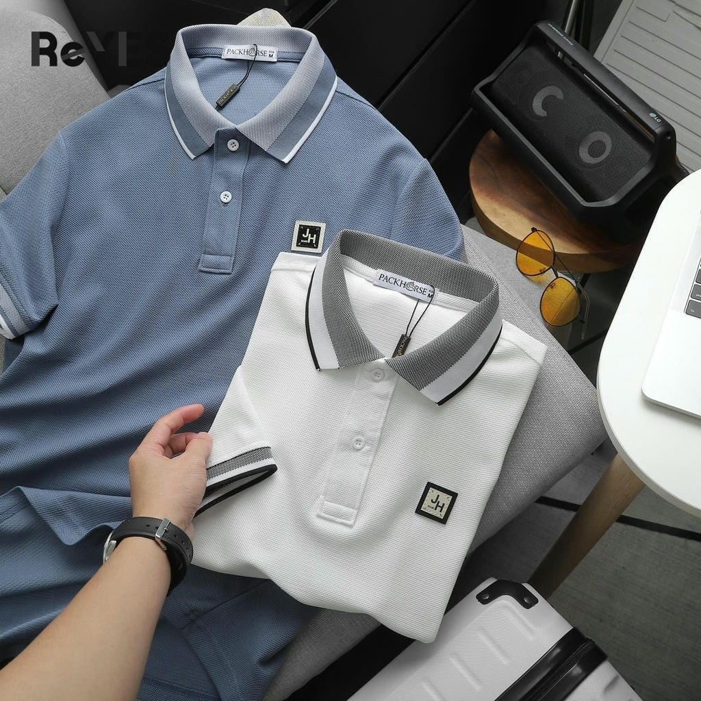 Áo thun nam polo tay ngắn cá sấu lục giác, cổ bẻ phối bo, phong cách công sở ReYES RSP003, màu trắng, đen, xanh - Ảnh 8