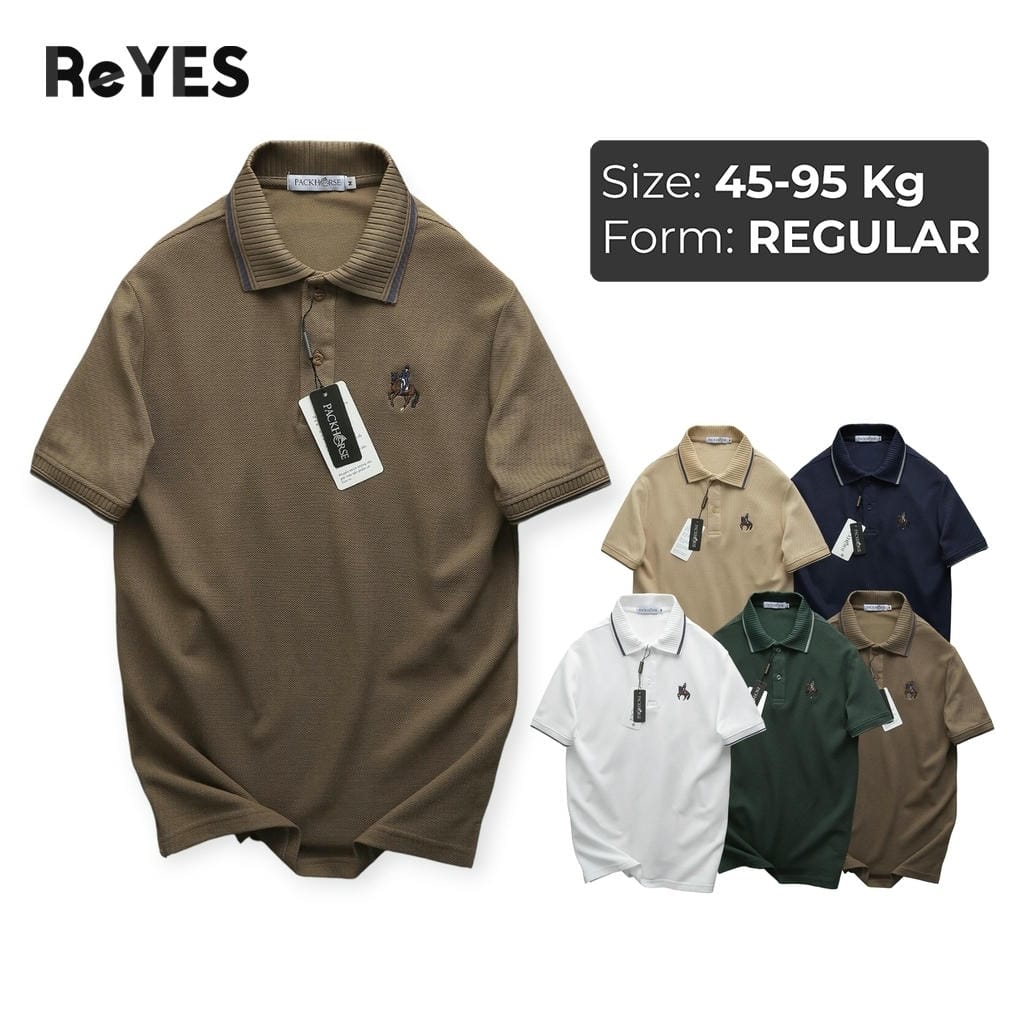 Áo thun nam polo tay ngắn cá sấu vảy cá cổ bẻ bo gân basic sang trọng ReYES RSP013