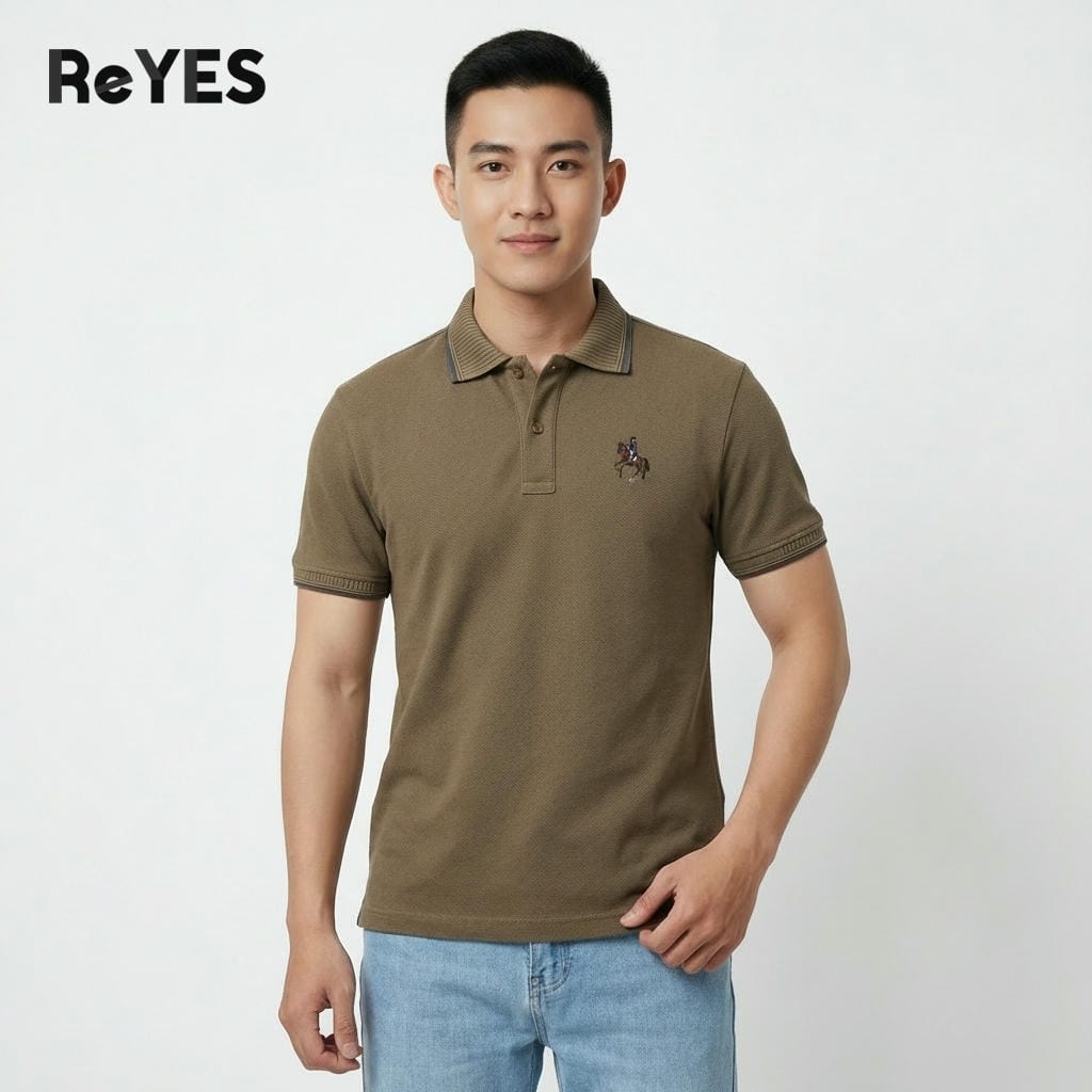 Áo thun nam polo tay ngắn cá sấu vảy cá cổ bẻ bo gân basic sang trọng ReYES RSP013 - Ảnh 4