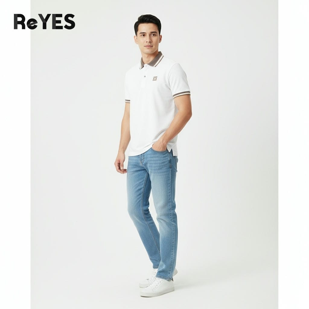 Alternative view of Áo thun nam polo tay ngắn Polo ReYES RSP050 cotton mịn mát, áo polo nam basic lịch sự công sở