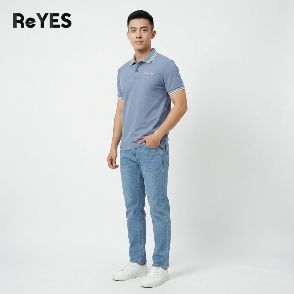 Alternative view of Áo thun nam polo tay ngắn ReYES RSP022, áo thun nam có cổ tici regular fit, có big size