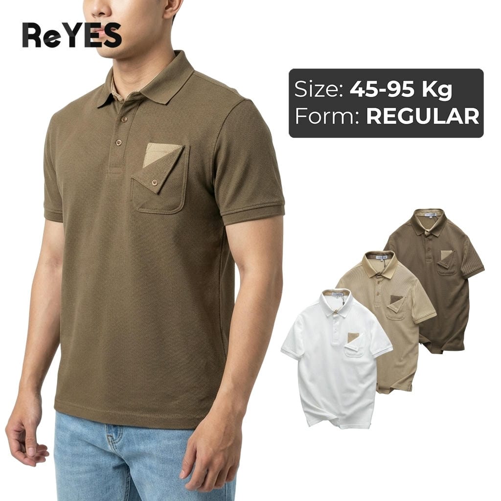 Áo thun nam polo tay ngắn túi hộp cá sấu vảy cá form regular basic ReYES RSP052, có big size