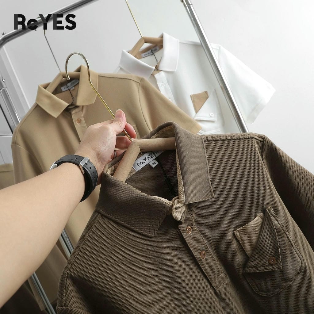 Áo thun nam polo tay ngắn túi hộp cá sấu vảy cá form regular basic ReYES RSP052, có big size - Ảnh 6