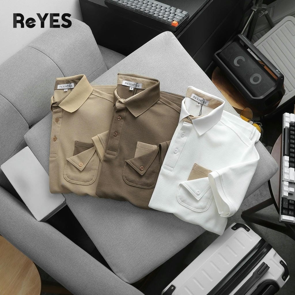 Áo thun nam polo tay ngắn túi hộp cá sấu vảy cá form regular basic ReYES RSP052, có big size - Ảnh 8