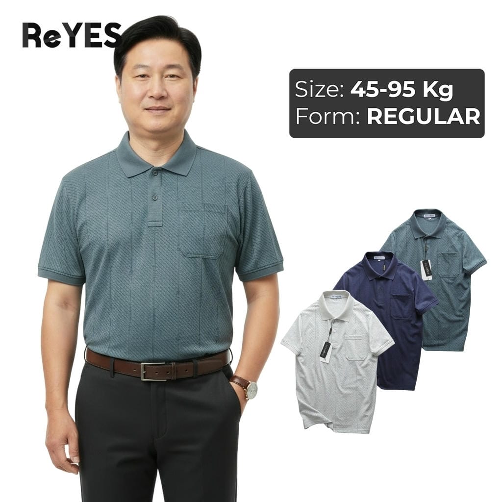 Áo thun nam trung niên có cổ có túi ngực, cotton muối cao cấp, form rộng thoải mái cho bố ReYES RCP007 có big size