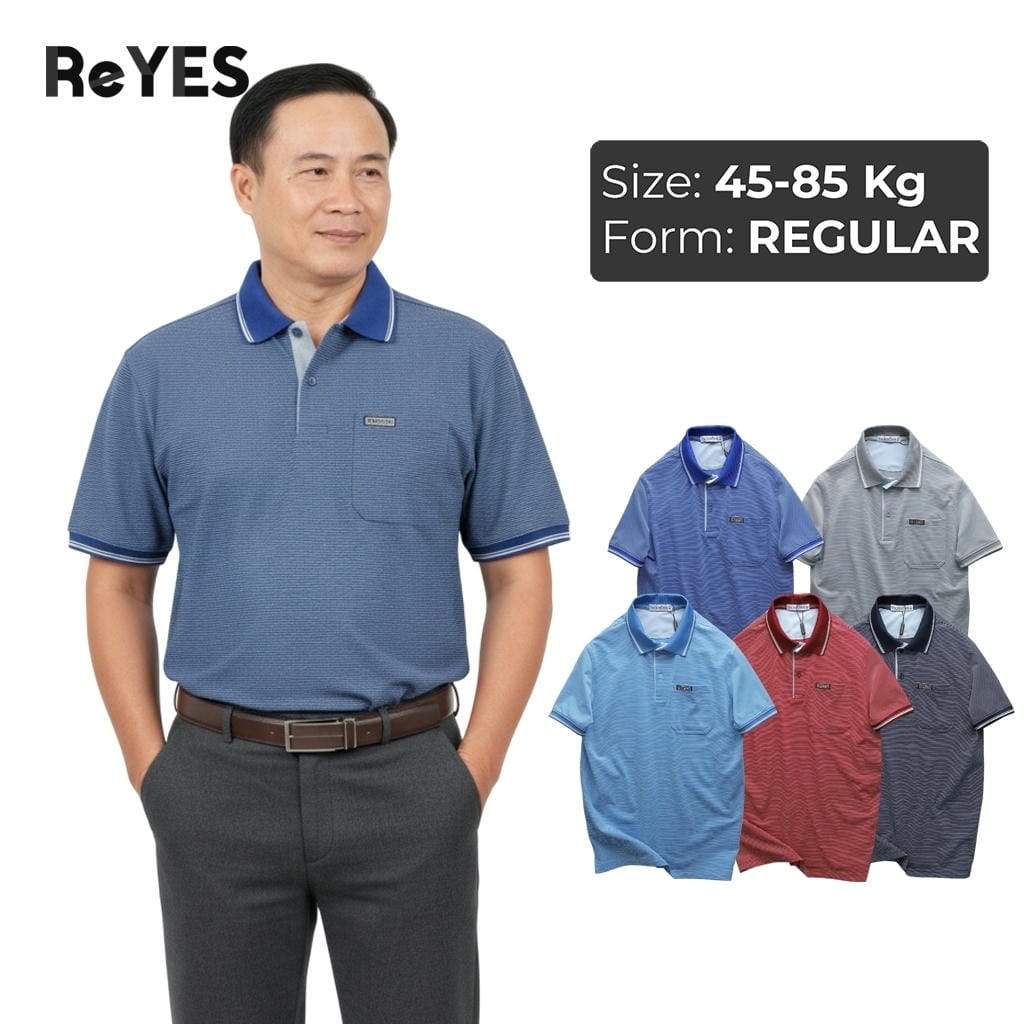 Áo thun nam trung niên có túi, áo polo cho bố cao cấp, chất cotton thoáng mát tiện lợi ReYES RCP004 màu xanh, xám, đỏ