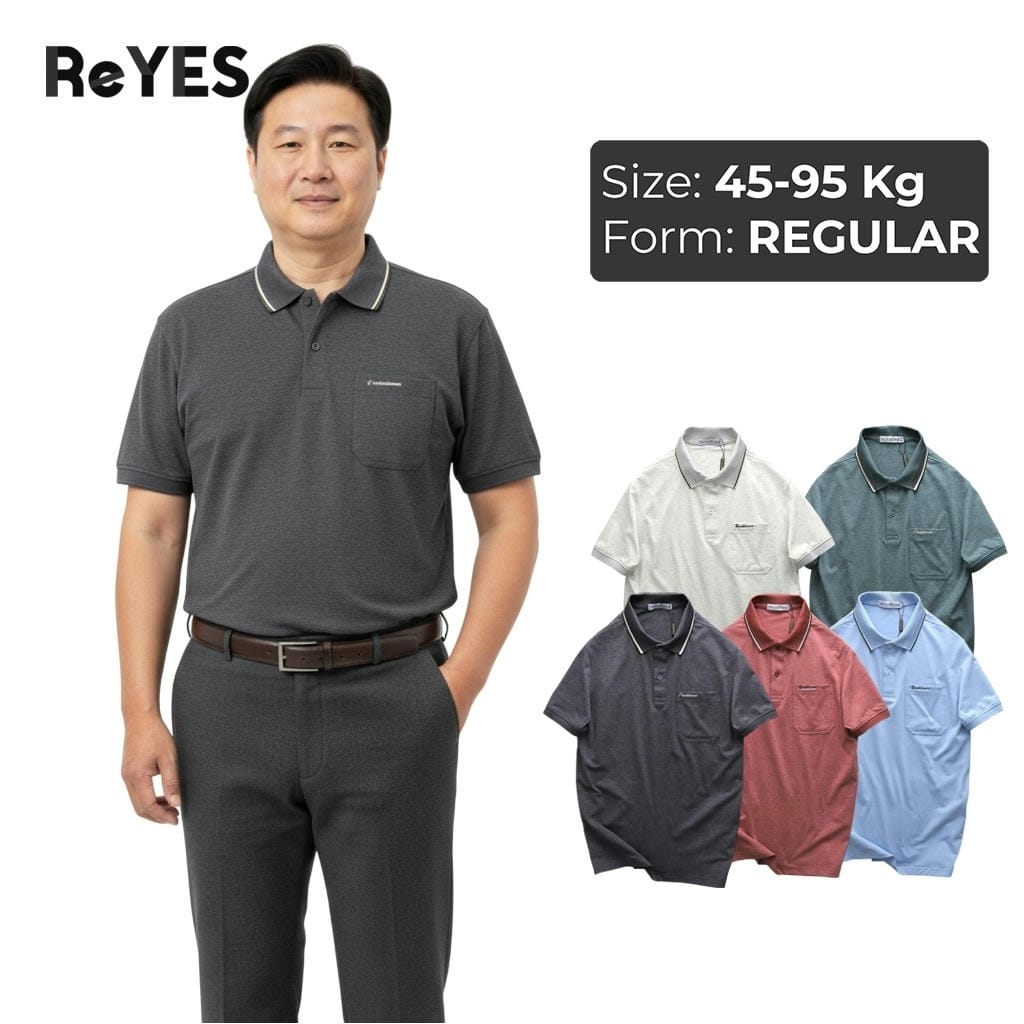Áo thun nam trung niên có túi ngực trơn tiện lợi, áo polo cho bố chất cotton cao cấp ReYES RCP002, có big size