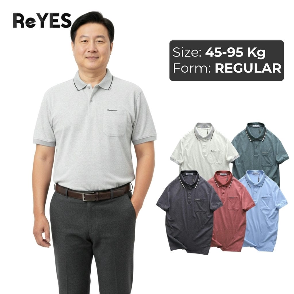 Áo thun nam trung niên có túi ngực trơn vải Cotton muối cao cấp cho bố ReYES RCP002, có big size