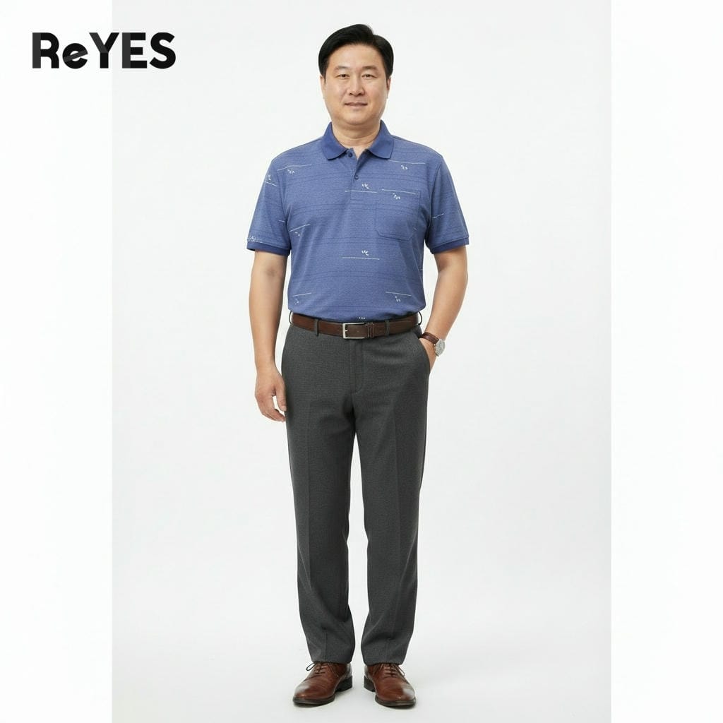 Alternative view of Áo thun nam trung niên có túi vải cotton muối cao cấp form rộng cho bố ReYES RCP001, có size lớn, big size