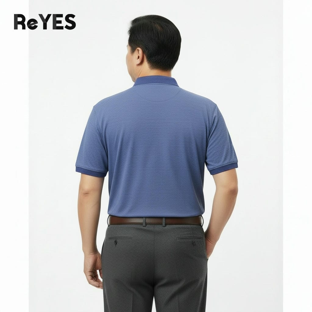 Áo thun nam trung niên có túi vải cotton muối cao cấp form rộng cho bố ReYES RCP001, có size lớn, big size - Ảnh 4