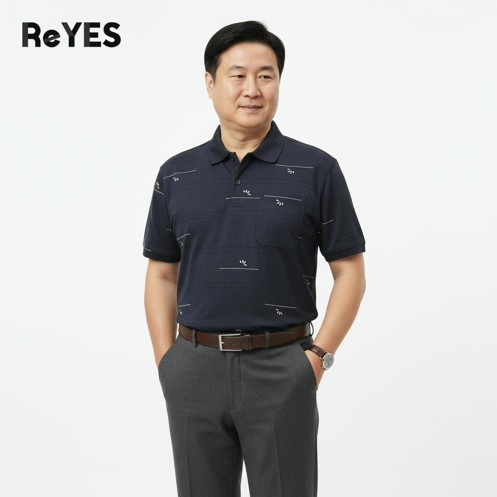 Áo thun nam trung niên có túi vải cotton muối cao cấp form rộng cho bố ReYES RCP001, có size lớn, big size - Ảnh 5