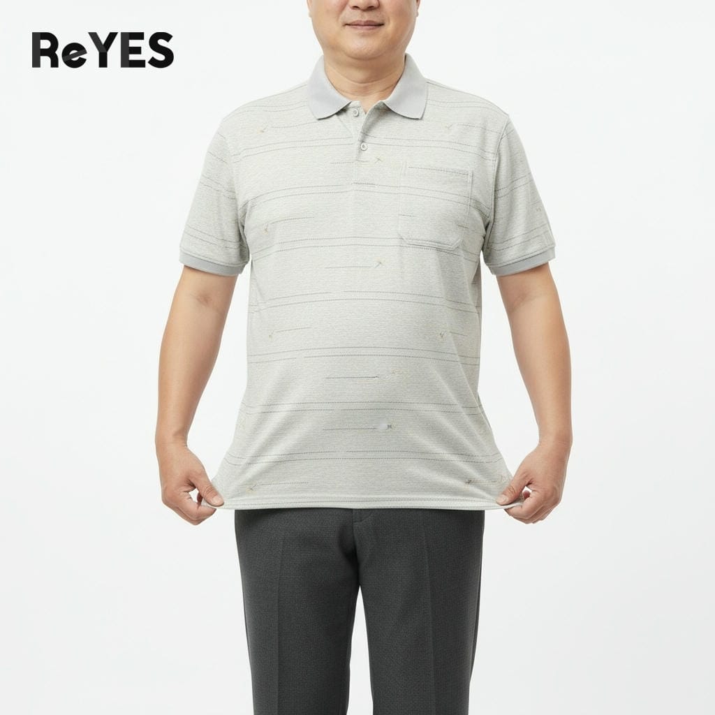 Áo thun nam trung niên có túi vải cotton muối cao cấp form rộng cho bố ReYES RCP001, có size lớn, big size - Ảnh 6