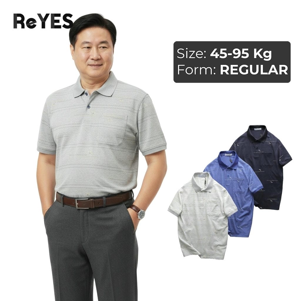 Áo thun nam trung niên polo có túi cotton muối cao cấp, form vừa cho bố ReYES RCP001, có size lớn, big size