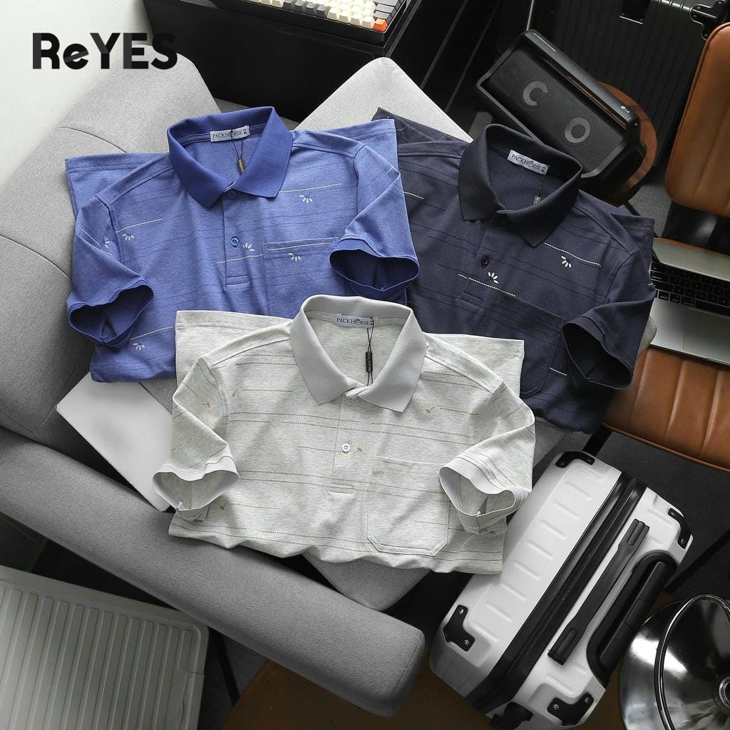 Alternative view of Áo thun nam trung niên polo có túi cotton muối cao cấp, form vừa cho bố ReYES RCP001, có size lớn, big size