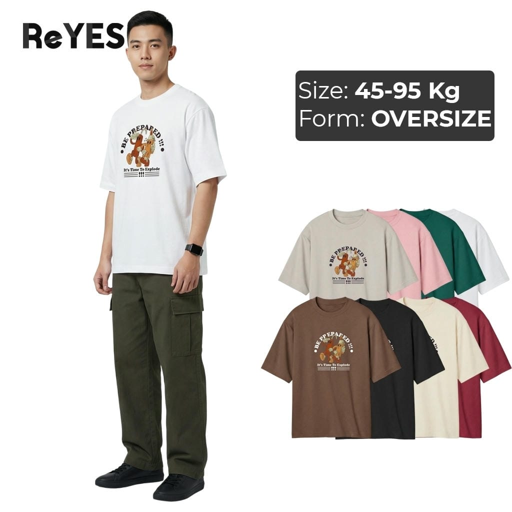 Áo thun oversize BC in chữ BE PREPARED, áo phông unisex nam nữ form rộng cotton cao cấp phối đồ streetwear ReYES ROT016