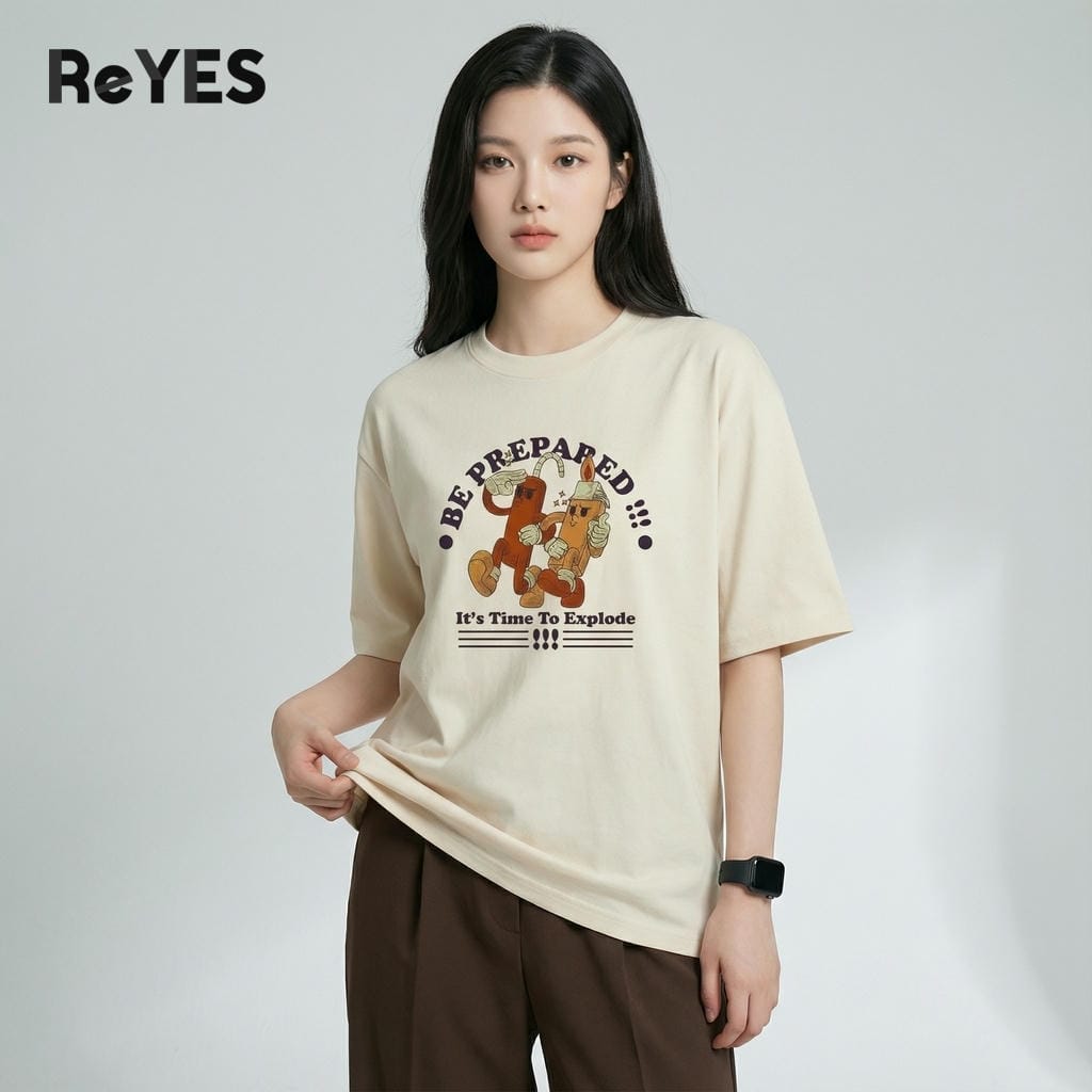 Alternative view of Áo thun oversize BC in chữ BE PREPARED, áo phông unisex nam nữ form rộng cotton cao cấp phối đồ streetwear ReYES ROT016
