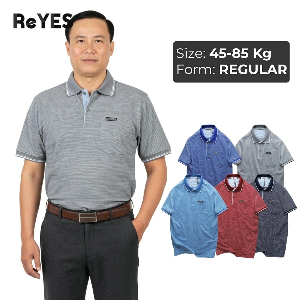 Áo thun polo có cổ, áo thun nam có cổ cho người lớn tuổi, áo ngắn tay cho nam ReYES màu xanh, xám, đỏ