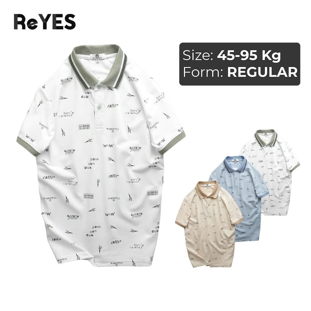 Áo thun polo nam, áo thun nam có cổ tay ngắn họa tiết đẹp màu trắng, nâu, xanh ReYES RSP004 có size lớn, big size
