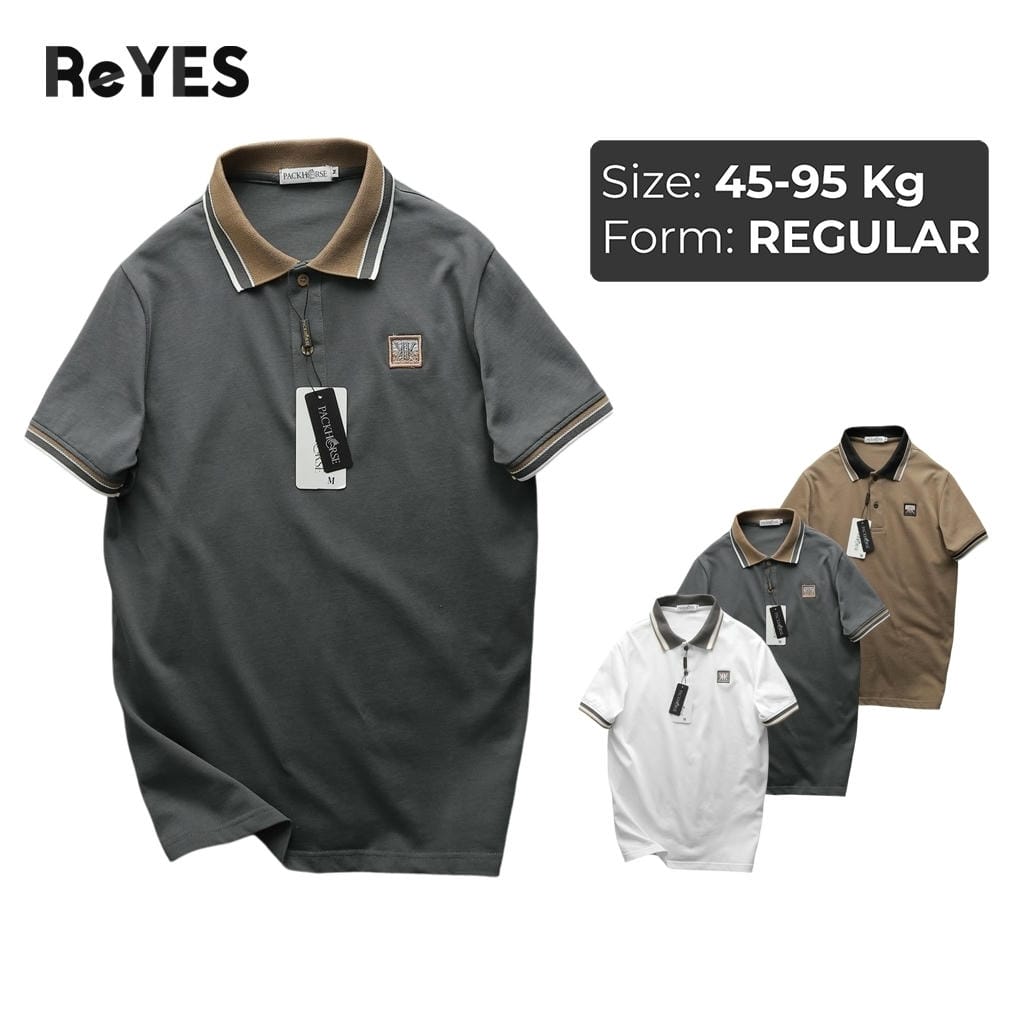Áo thun polo nam ReYES RSP050 cao cấp ngắn tay, chất Cotton mềm mịn, thiết kế bo cổ dệt kiểu thanh lịch