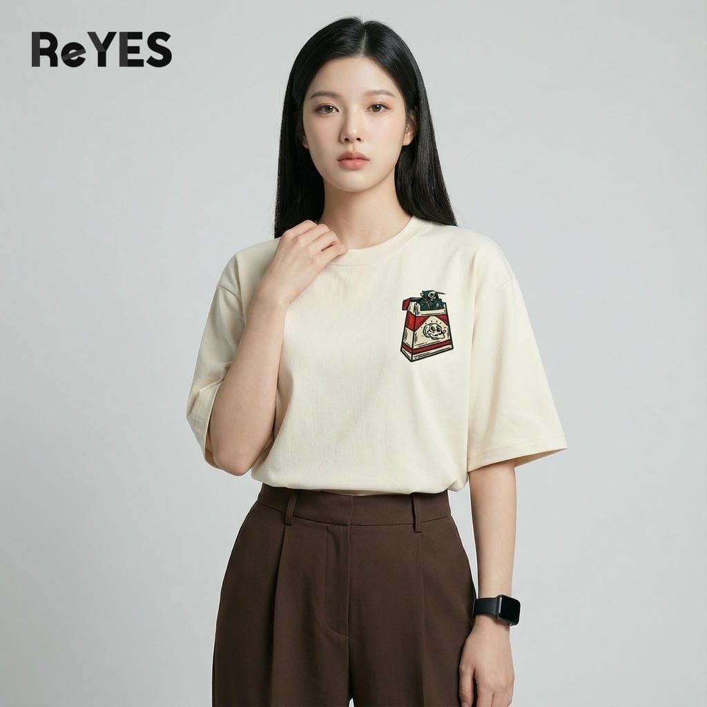 Áo Thun Unisex Form Rộng Oversize ReYES ROT015 Cotton Khô In Hình Box, áo Phông Nam Nữ Streetwear Đi Chơi Bao Ngầu - Ảnh 3