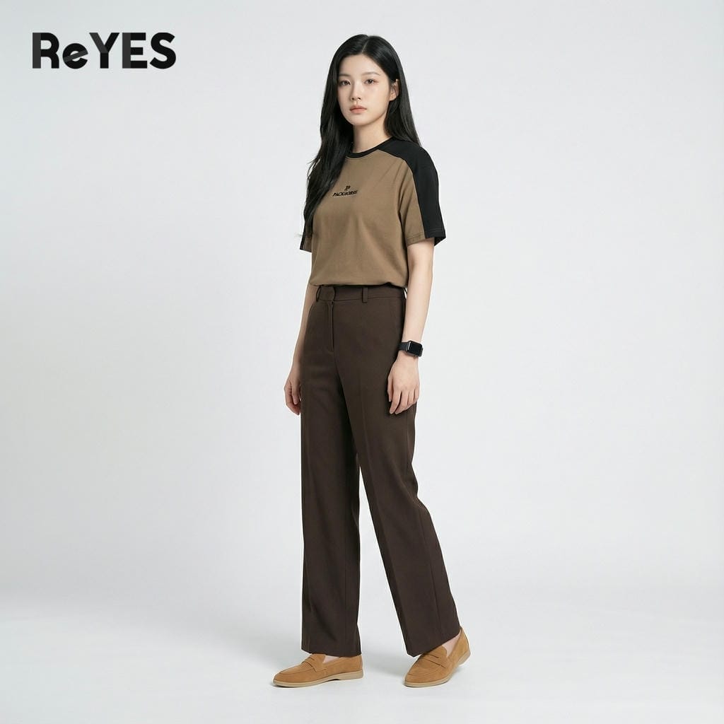 Alternative view of Áo thun unisex form rộng tay lỡ Raglan thêu logo,áo phông nam nữ cotton khô 100% thoáng mát ReYES ROT009