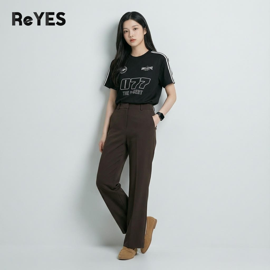 Áo thun unisex nam nữ 077 form rộng cotton mát, in chữ vai sọc, mặc đi học đi chơi ReYES RUS006 - Ảnh 5